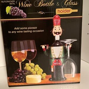Wine bottle and glass holder